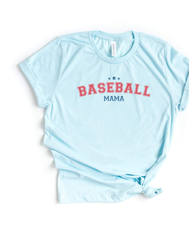 Front of a size Large Varsity Baseball Mama Stars in Ice Blue by Simply Sage Market. | dia_product_style_image_id:281786
